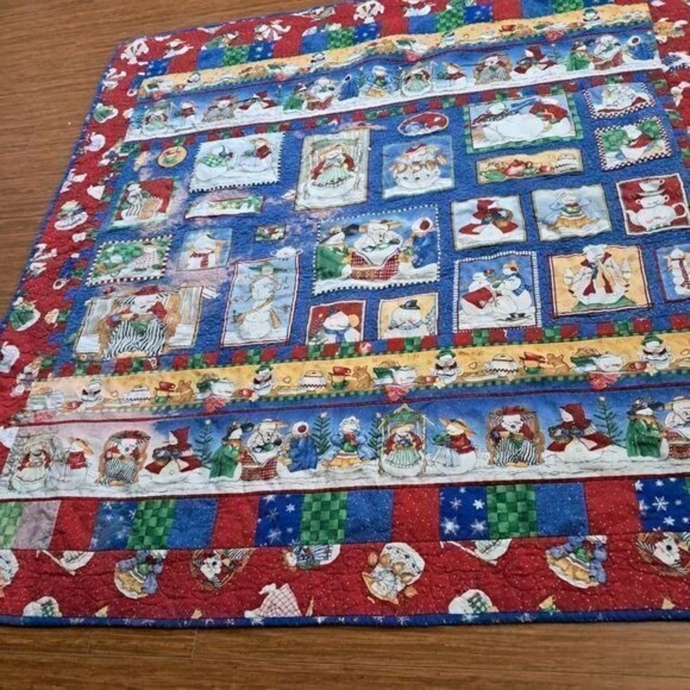 Handmade Winter Snowman Quilt Christmas Holiday‎ Patchwork #CS44